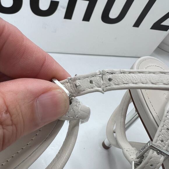 Schutz Mila Nappa Leather Rhinestone Crystal Stiletto Cream Women's 6.5 B NWB - Picture 10 of 13